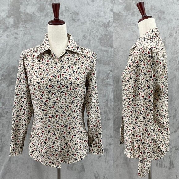 Sears Vintage 70s Perma-Prest Geometric Spread Collar Button Up Shirt - Picture 1 of 10